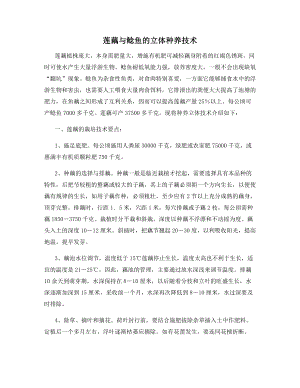 莲藕与鲶鱼的立体种养技术.docx