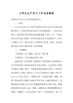 大学生生产实习工作总结最新范例.docx