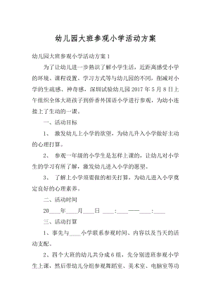 幼儿园大班参观小学活动方案范文.docx