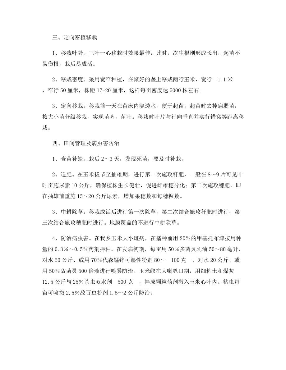 玉米育苗定向密植移栽技术措施.docx_第2页