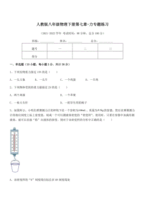 2022年最新人教版八年级物理下册第七章-力专题练习试题(精选).docx