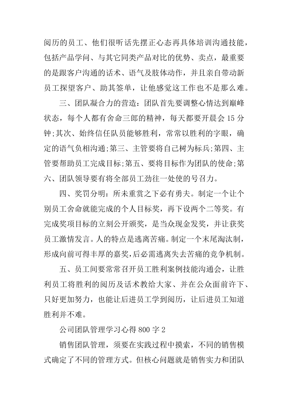 公司团队管理学习心得800字汇总.docx_第2页