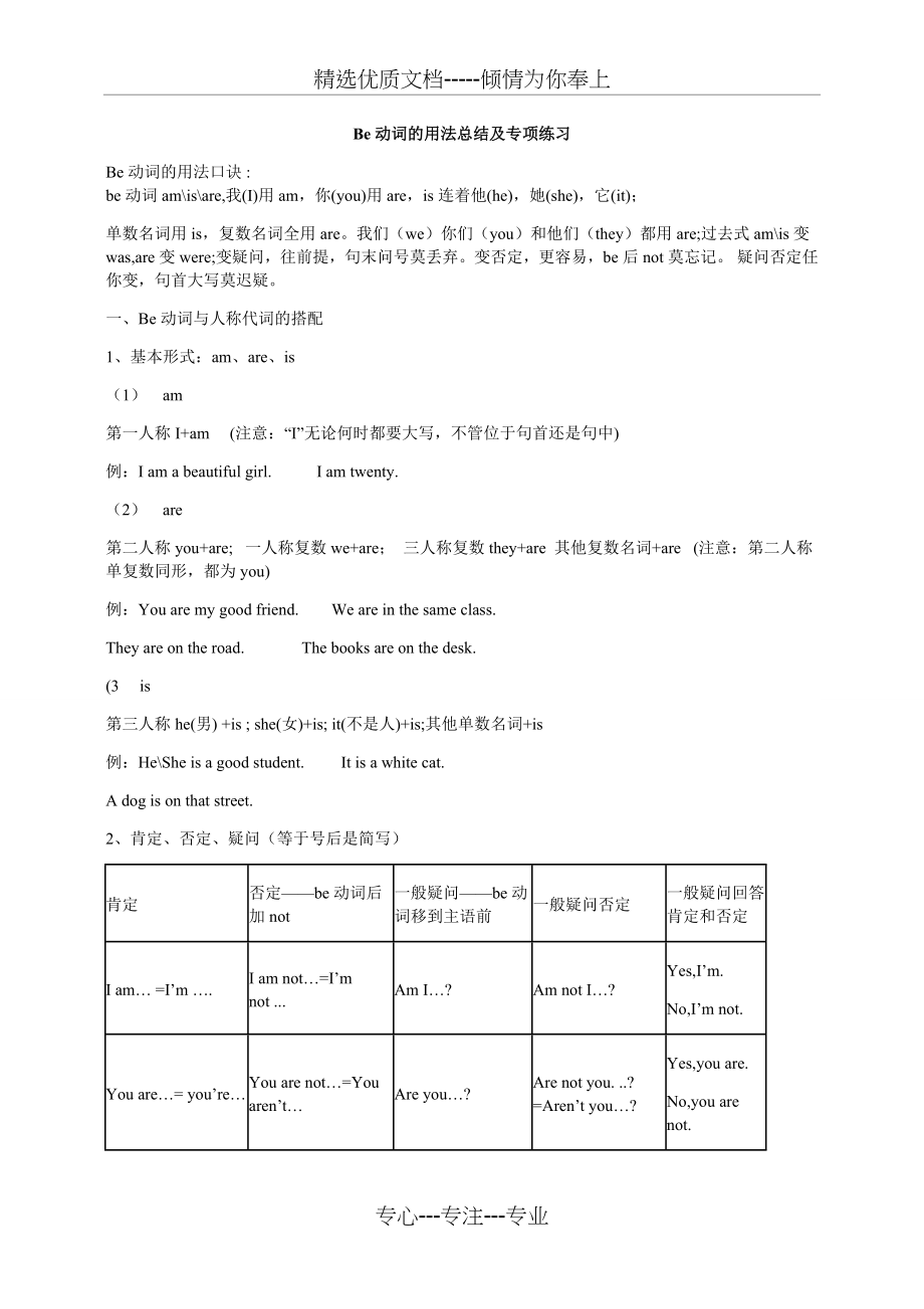 初中英语BE动词总结(共4页).doc_第1页