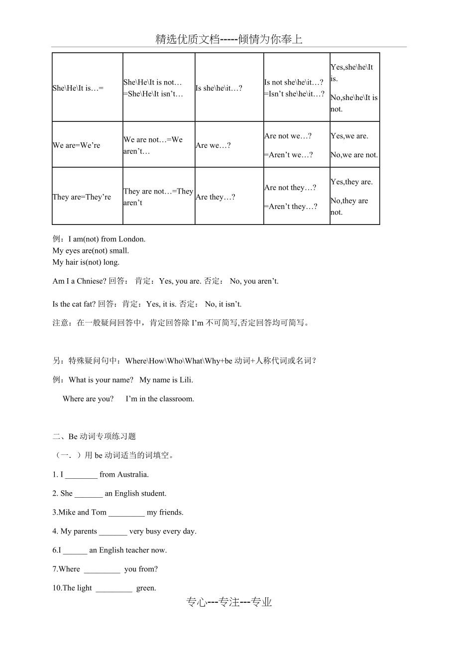 初中英语BE动词总结(共4页).doc_第2页