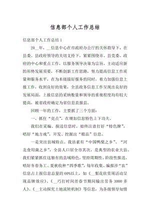 信息部个人工作总结汇总.docx