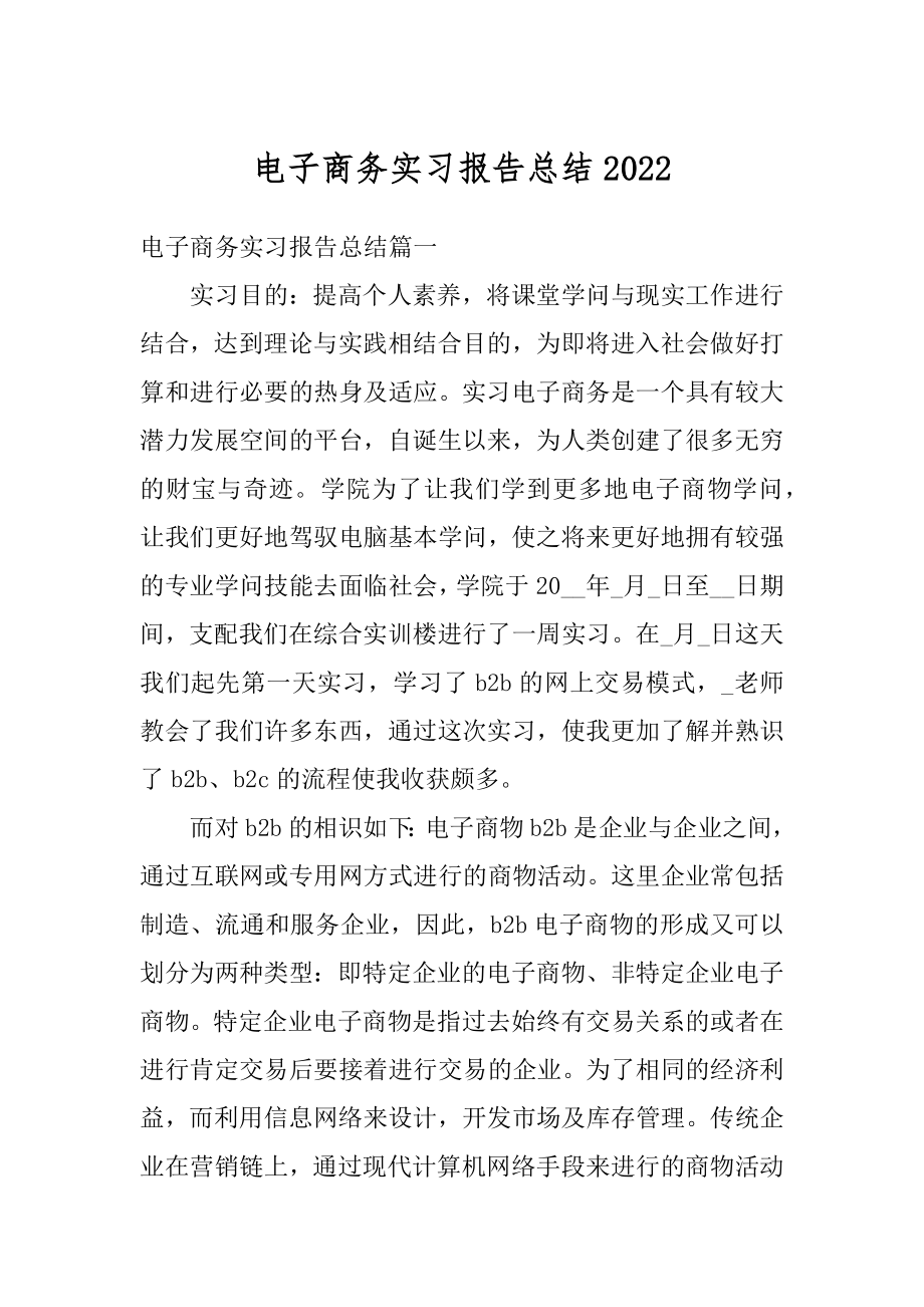 电子商务实习报告总结精选.docx_第1页