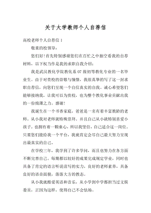 关于大学教师个人自荐信精品.docx