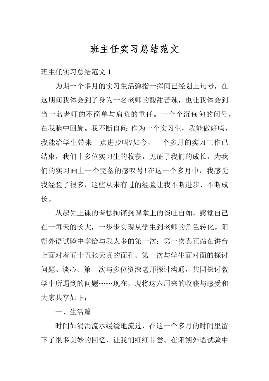 班主任实习总结范文例文.docx_第1页