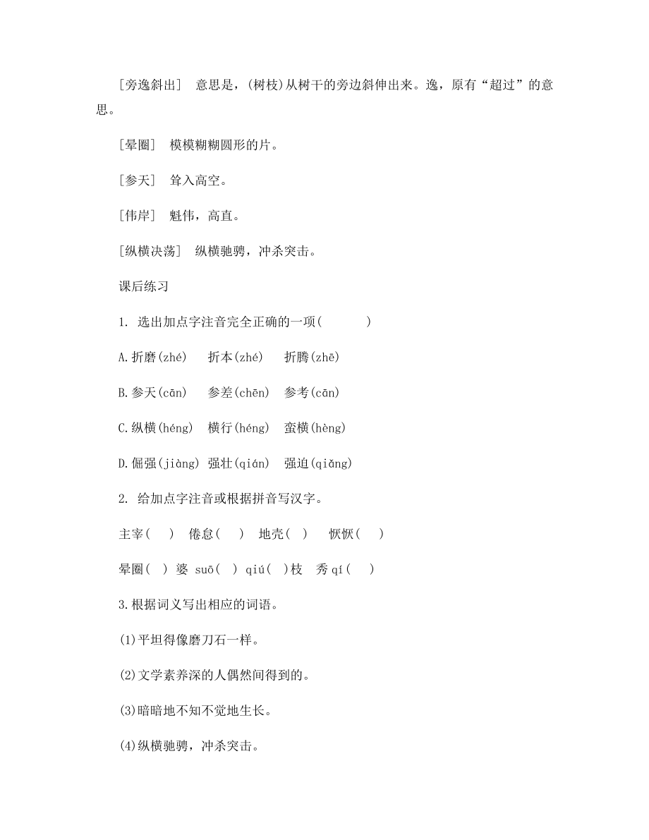 沪教版语文八年级上册白杨礼赞重点字词.docx_第2页