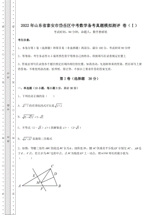 【历年真题】2022年山东省泰安市岱岳区中考数学备考真题模拟测评-卷(Ⅰ)(含答案及解析).docx