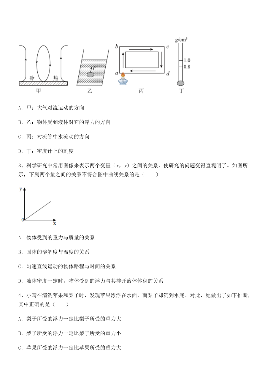 2022年最新人教版八年级物理下册第十章-浮力专项练习试题(含详细解析).docx_第2页