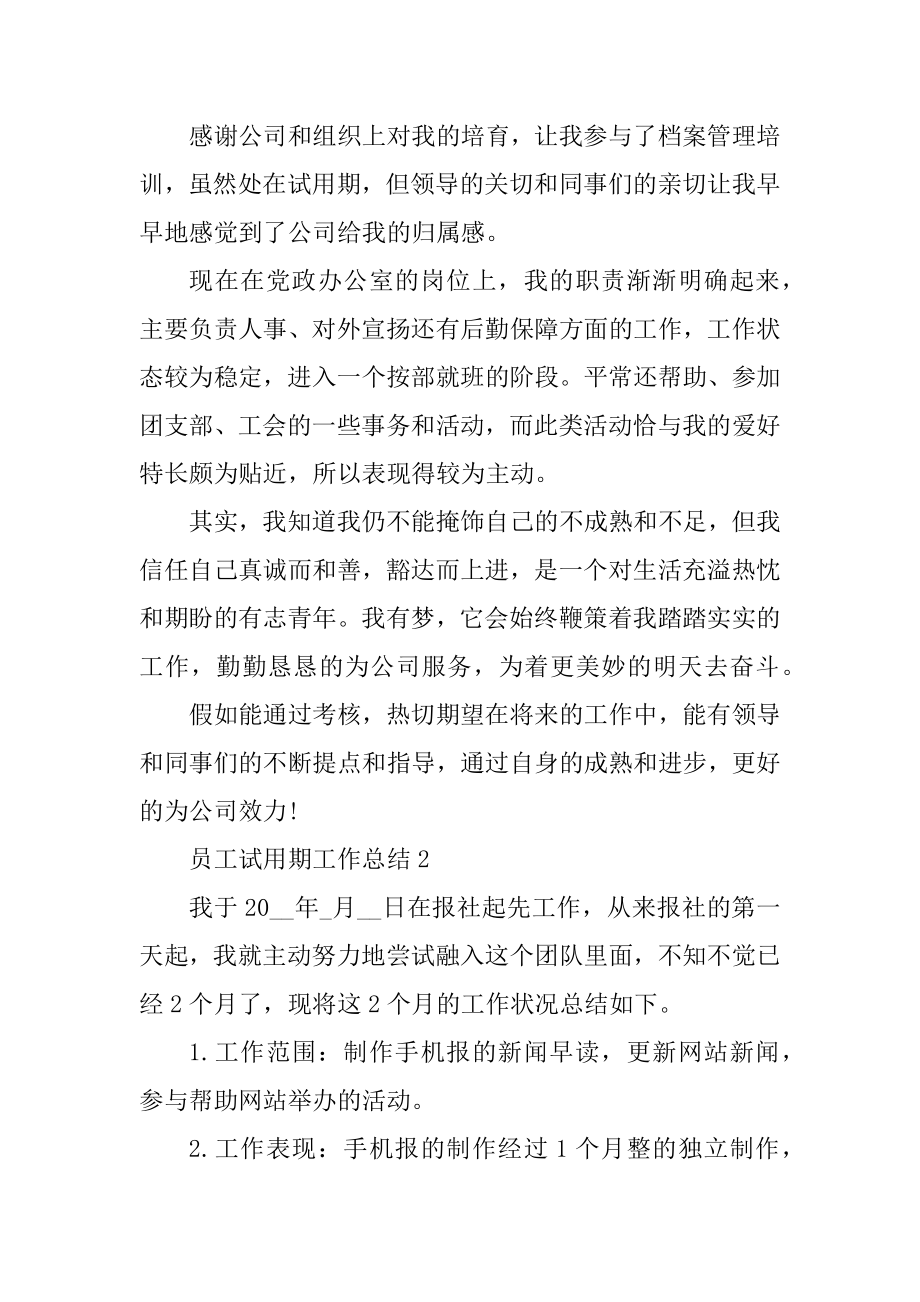 员工试用期工作总结最新十篇最新.docx_第2页