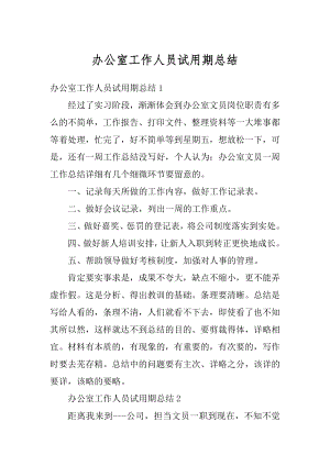 办公室工作人员试用期总结精选.docx