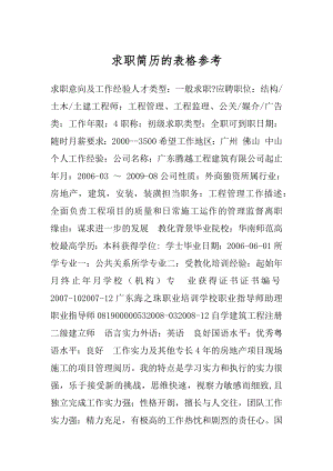 求职简历的表格参考最新.docx