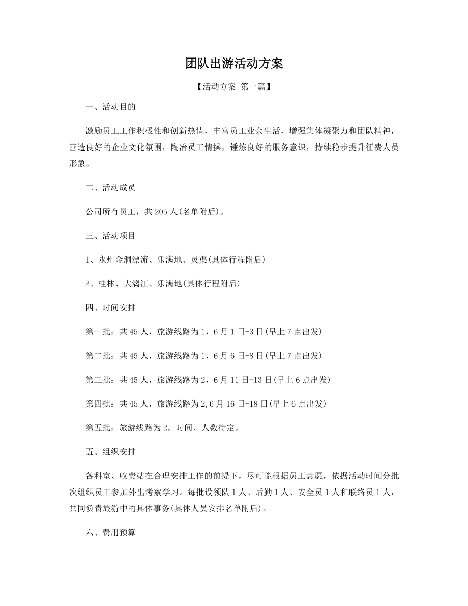 团队出游活动方案精选.docx_第1页