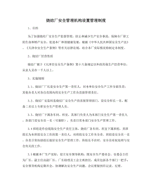 烧结厂安全管理机构设置管理制度.docx