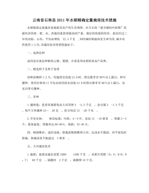 云南省石林县2011年水稻精确定量栽培技术措施.docx