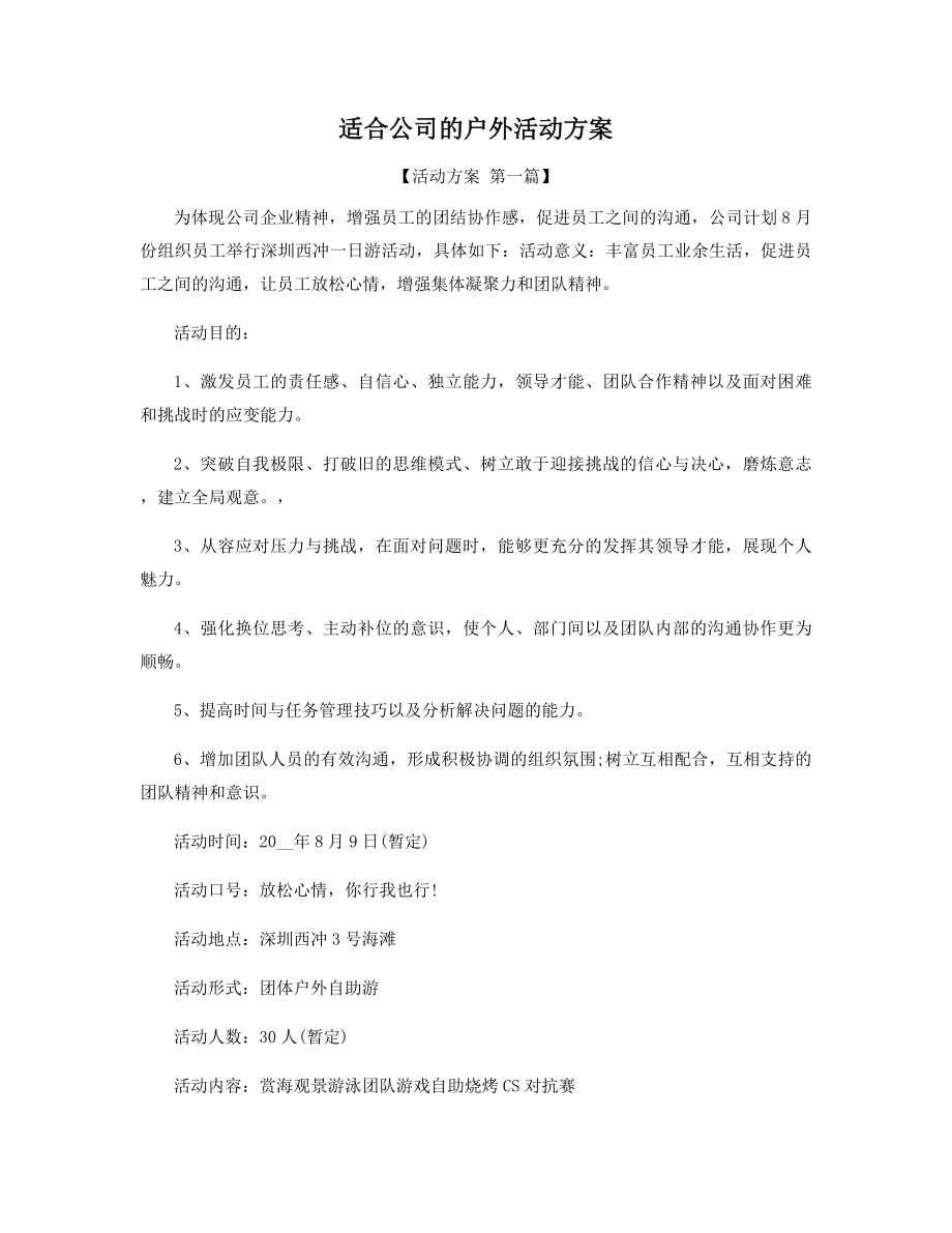 适合公司的户外活动方案精选.docx_第1页