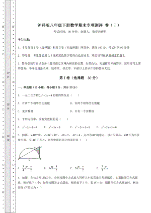 2022年最新沪科版八年级下册数学期末专项测评-卷(Ⅰ)(含答案及解析).docx