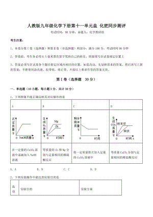 难点解析：人教版九年级化学下册第十一单元盐-化肥同步测评试卷(含答案解析).docx