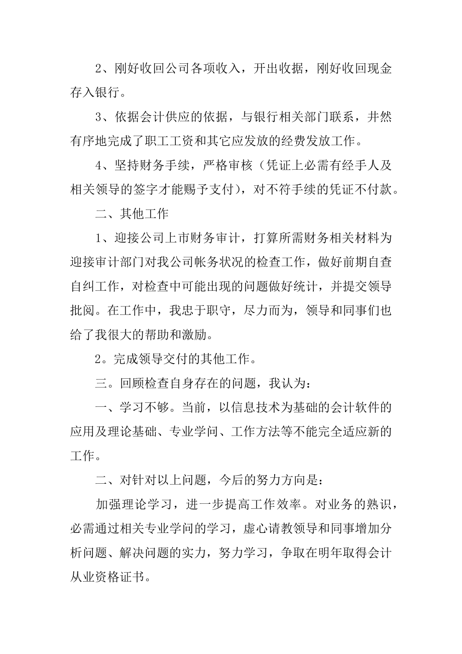 财务出纳半年工作总结范文.docx_第2页