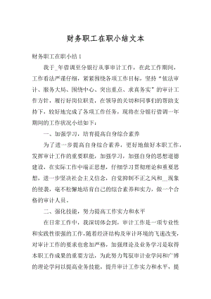 财务职工在职小结文本最新.docx