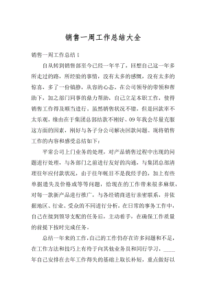 销售一周工作总结大全精选.docx