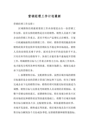 营销经理工作计划最新汇编.docx