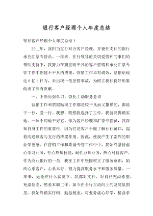 银行客户经理个人年度总结精编.docx