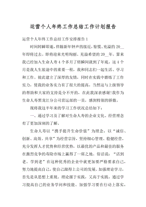 运营个人年终工作总结工作计划报告最新.docx