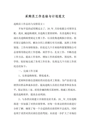 采购员工作总结与计划范文最新.docx