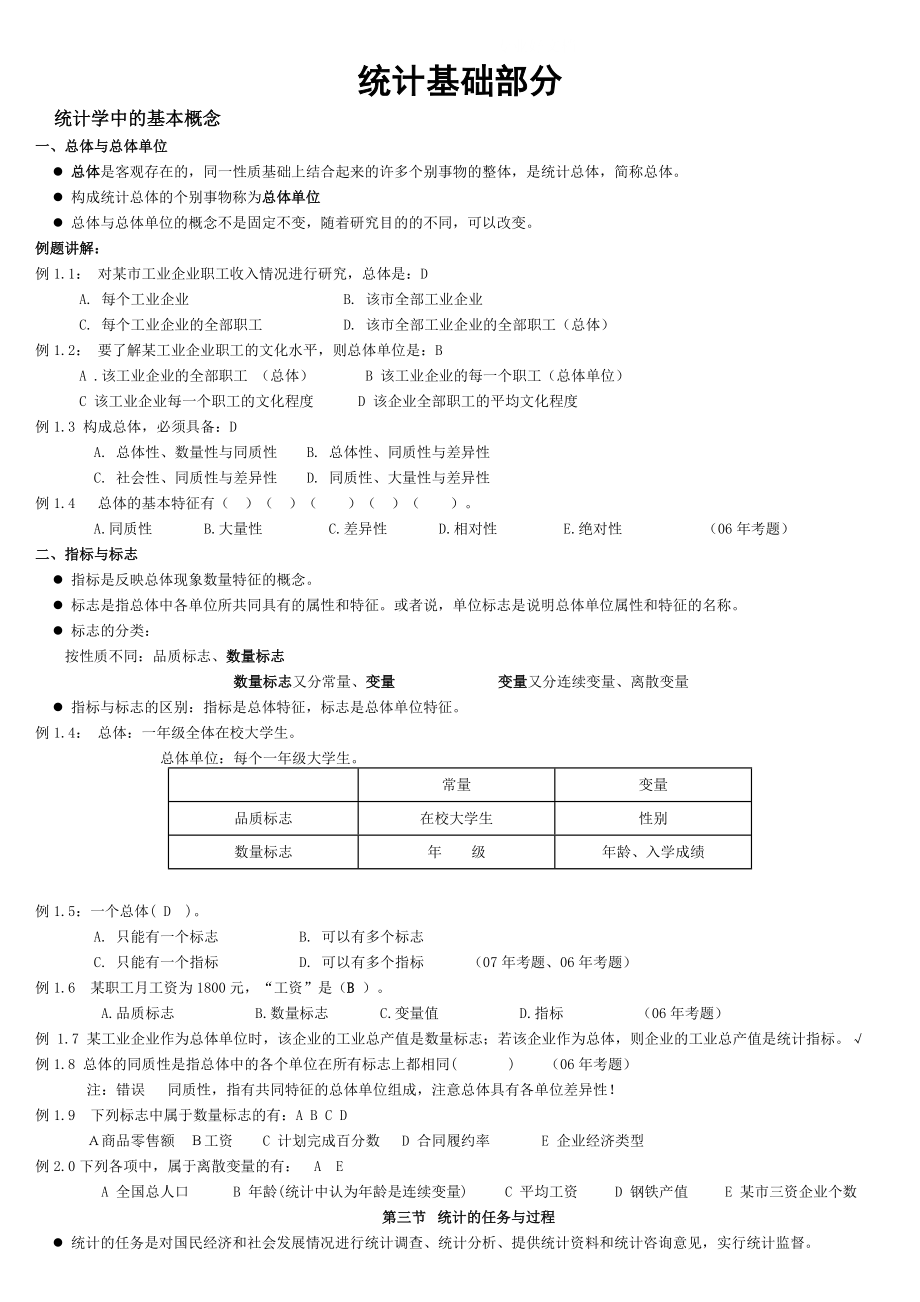 2022年最新电大统计基础知识与统计实务答案参考答案.doc_第1页