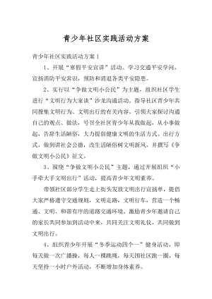 青少年社区实践活动方案范文.docx