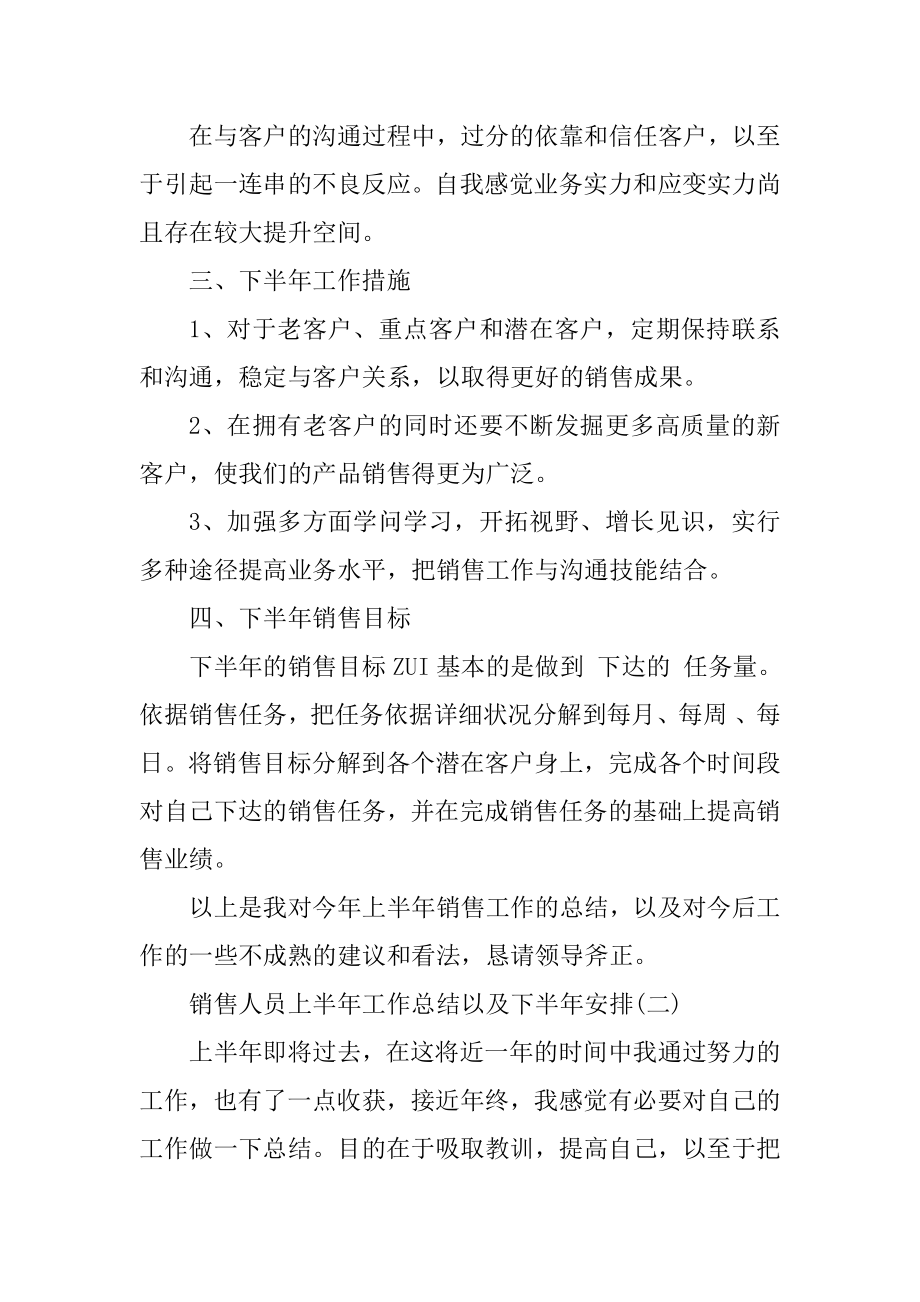 销售人员上半年工作总结以及下半年计划优质.docx_第2页