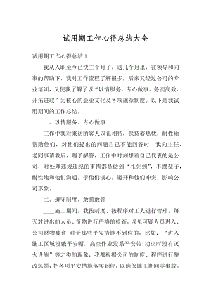 试用期工作心得总结大全优质.docx