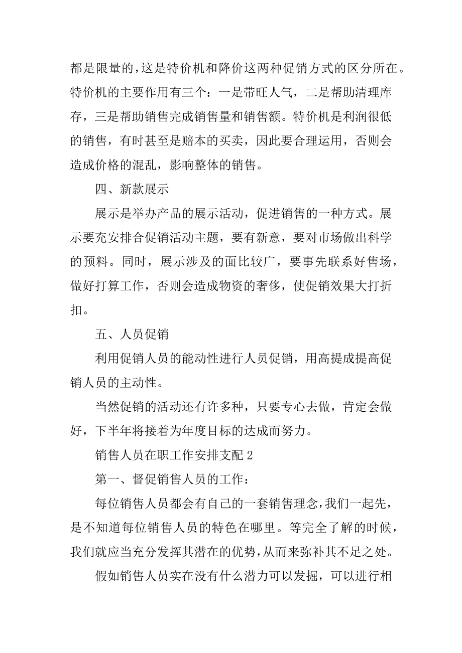 销售人员在职工作计划安排精编.docx_第2页