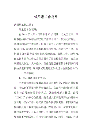 试用期工作总结汇编.docx