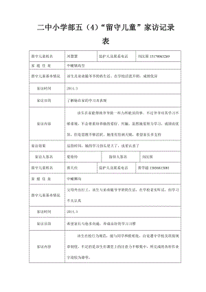 小学校留守儿童家访记录表五（4）.doc