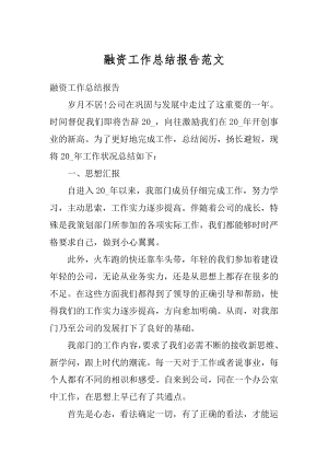 融资工作总结报告范文汇编.docx