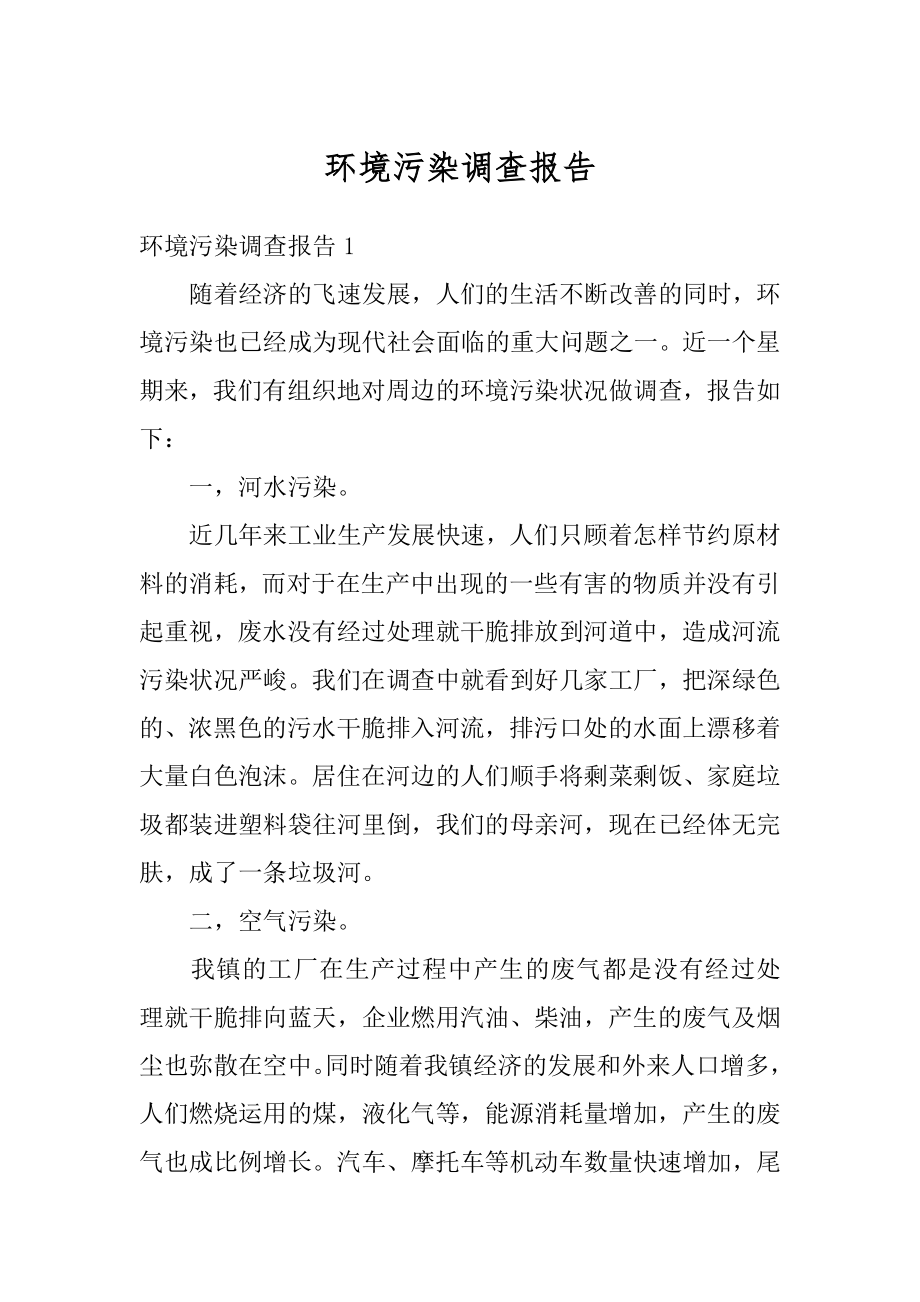 环境污染调查报告例文.docx_第1页