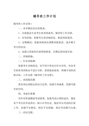 辅导班工作计划精品.docx