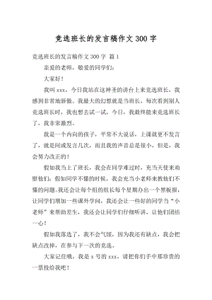 竞选班长的发言稿作文300字汇总.docx