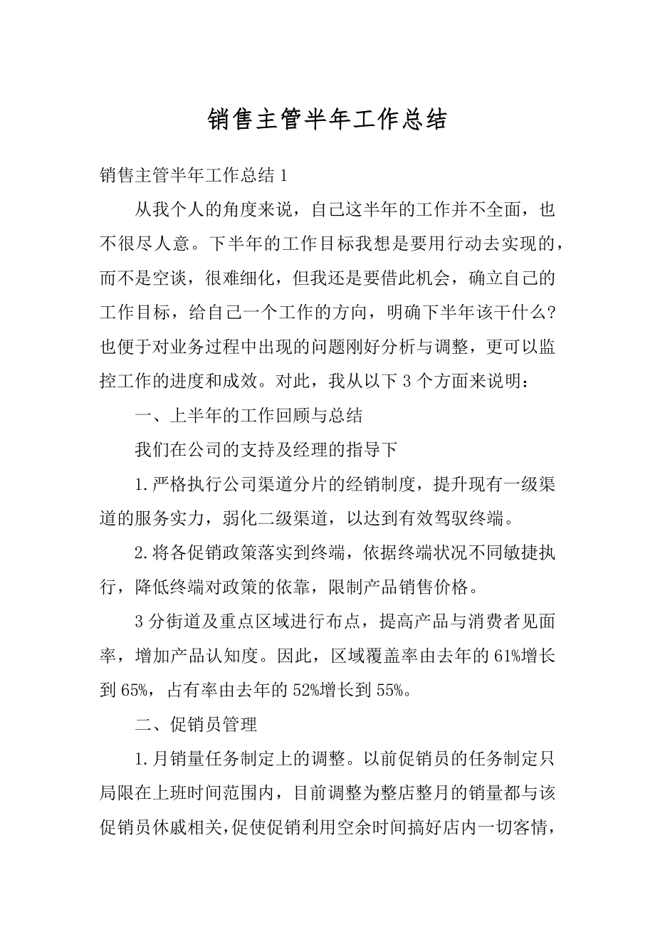 销售主管半年工作总结范本.docx_第1页