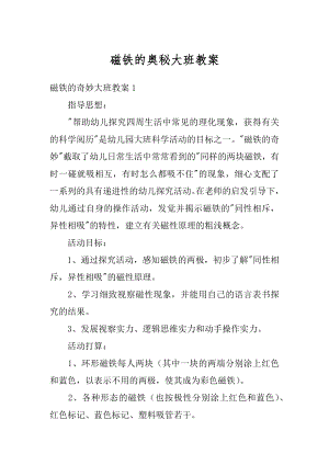 磁铁的奥秘大班教案汇编.docx