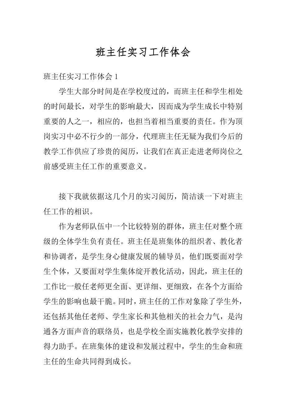 班主任实习工作体会精编.docx_第1页