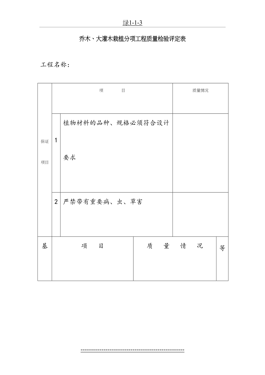 乔木、大灌木栽植分项工程质量检验评定表.doc_第2页