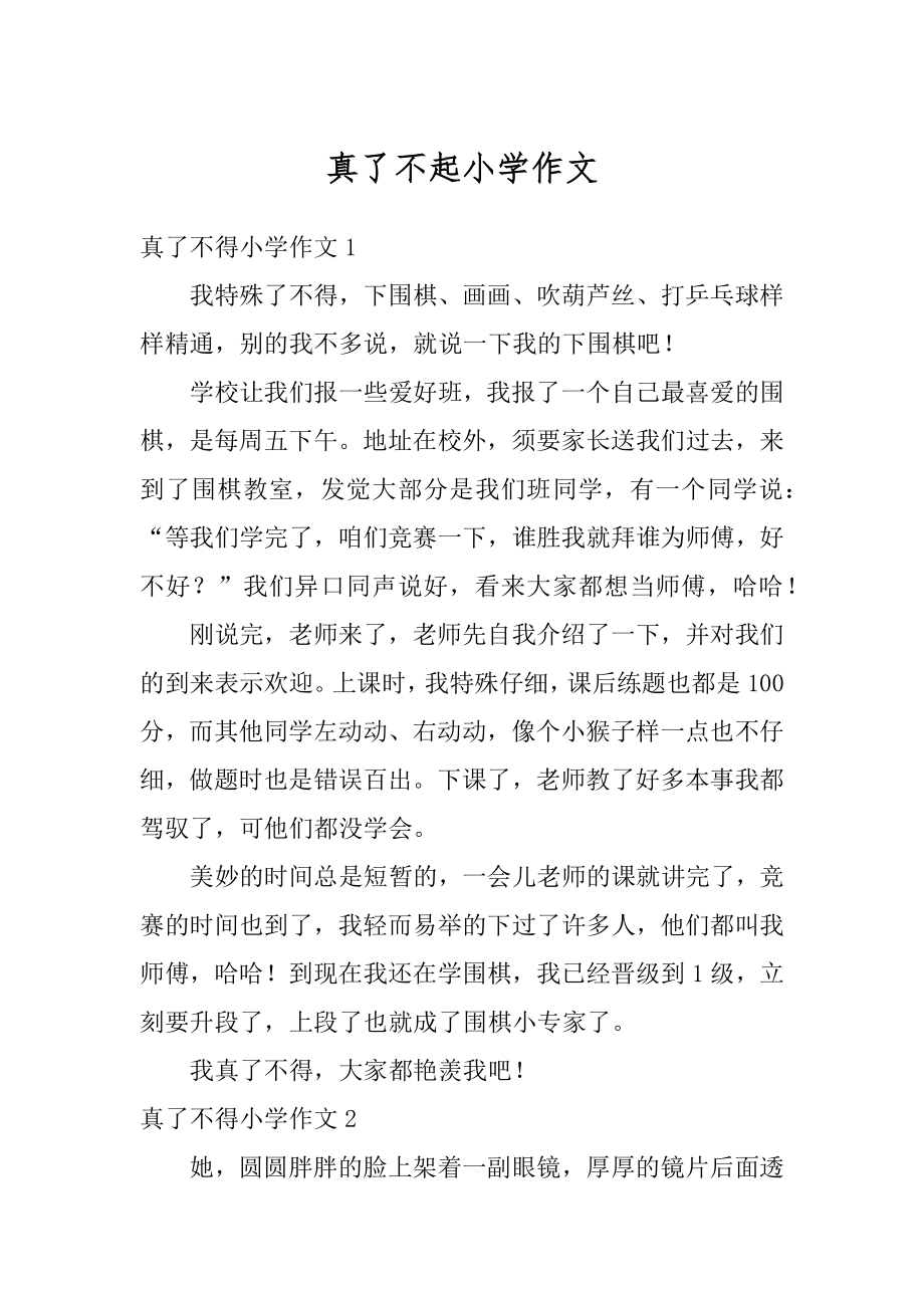 真了不起小学作文汇总.docx_第1页