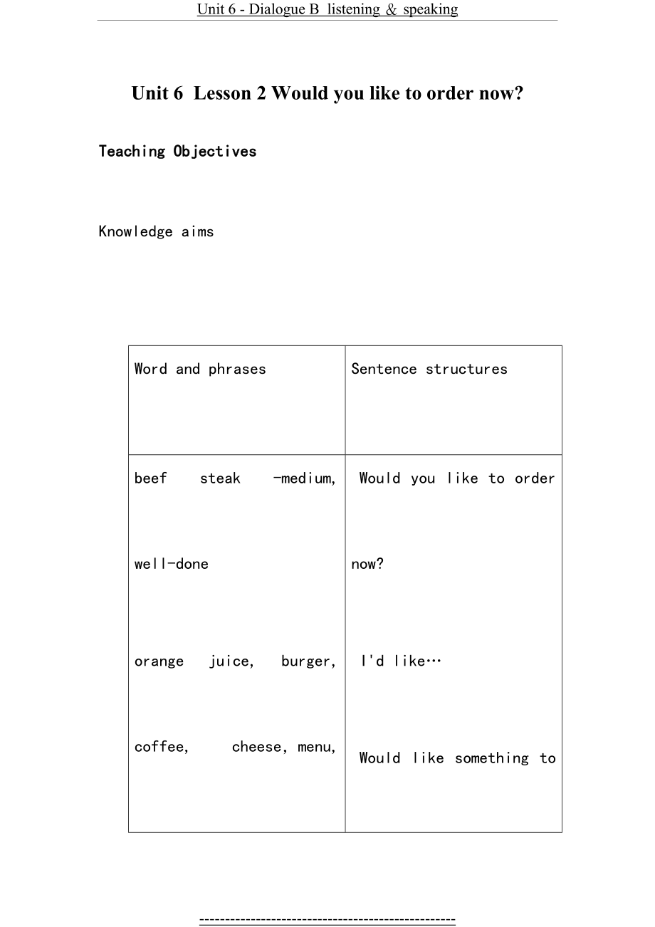 中职英语-book1-Unit-6--Lesson-2-Would-you-like-to-order-now.doc_第2页