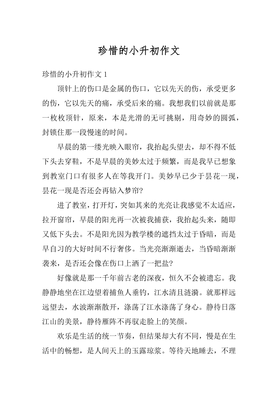 珍惜的小升初作文优质.docx_第1页