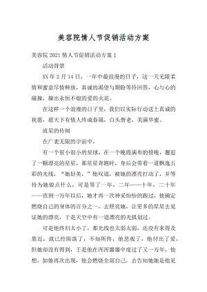 美容院情人节促销活动方案精选.docx